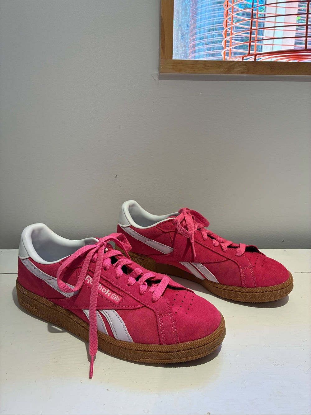 Reebok Club C Grounds UK Pink Suede Vintage Sneakers Gum Sole US 8 / EU 38.5 - Picture 2 of 10